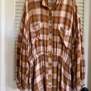 Free People By The Way Plaid Mini Dress